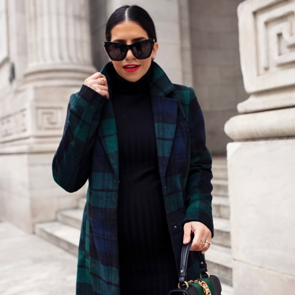 PLAID WRAP BELTED COAT - Picture 2 of 7